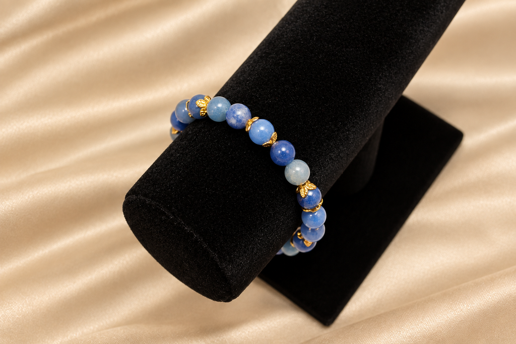 Marbled Blue Beaded Bracelet