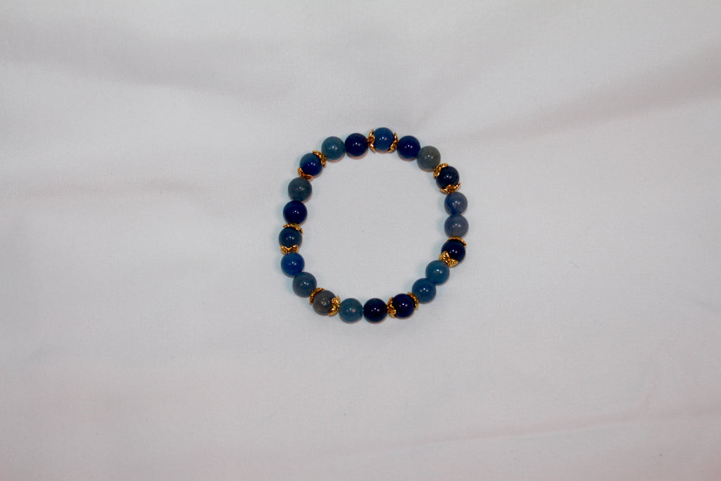 Marbled Blue Beaded Bracelet
