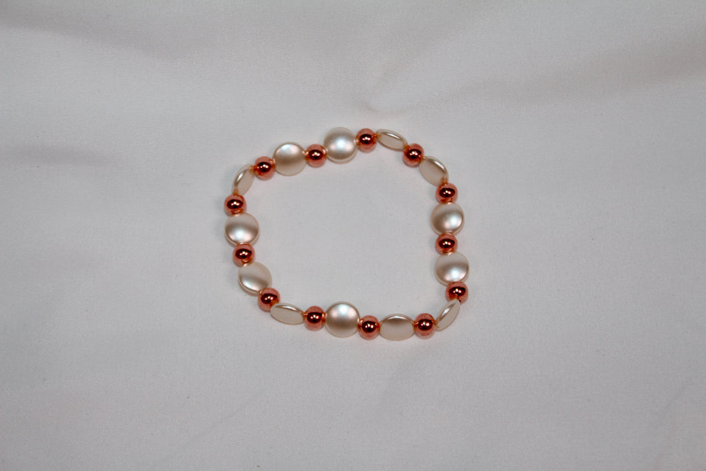 Pearl and Rose Gold Beaded Bracelet